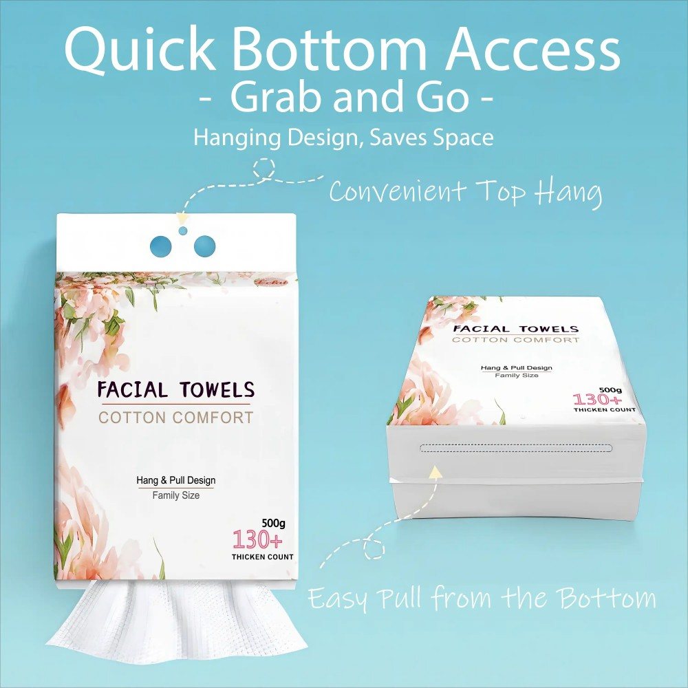 Multi-purpose cotton facial tissues for skincare, glass cleaning, and eco-friendly household wiping