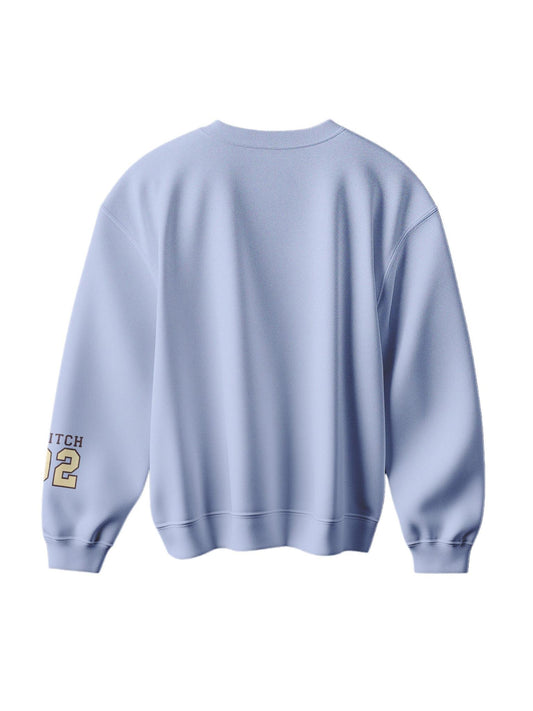 Back view of light blue Disney Stitch sweatshirt with clean minimal design