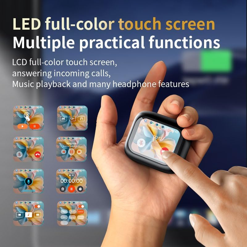 Full-color LED touchscreen for earbuds music and call control