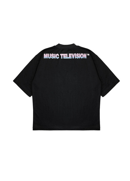 MTV Desert Crop Tee flat lay back with Music Television print