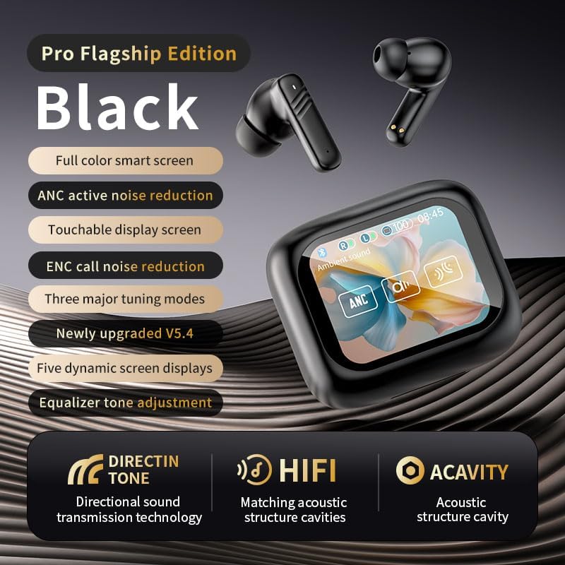 Pro flagship edition wireless earbuds with ANC, ENC, touchscreen, and tuning modes